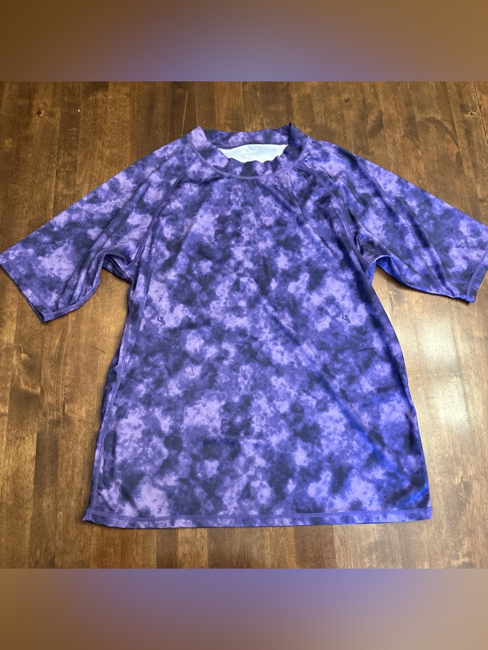 Kanu Surf Womens 2X Rashguard Top Purple Short Sleeve Vacation Beach Pool